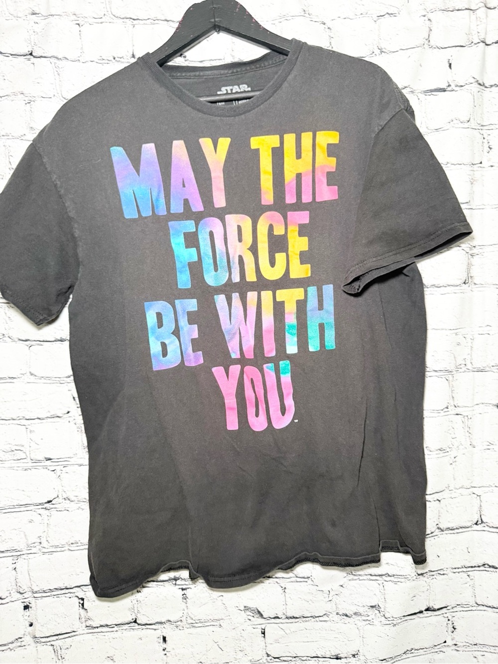 STAR WARS 'May The Force Be With You' Black Graphic Tee. Size L